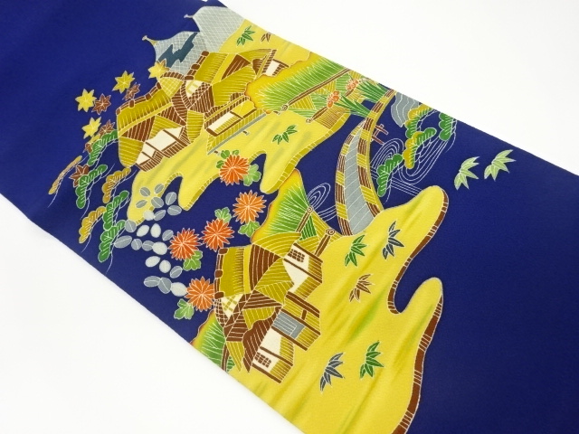 JAPANESE KIMONO / VINTAGE HIRAKI NAGOYA OBI / CHIRIMEN / CHAYATSUJI